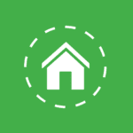 white vector image of a home on a green background